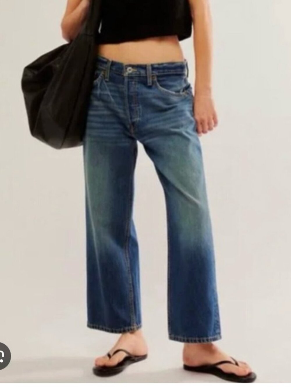 RE/DONE Mid/Low Rise Straight Leg The Loose Crop- 28- Herbal Tint